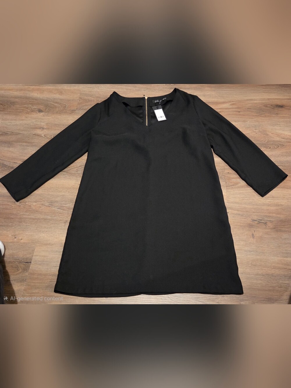 Dynamite Black Long Sleeve Shift Dress with Gold Back Zip